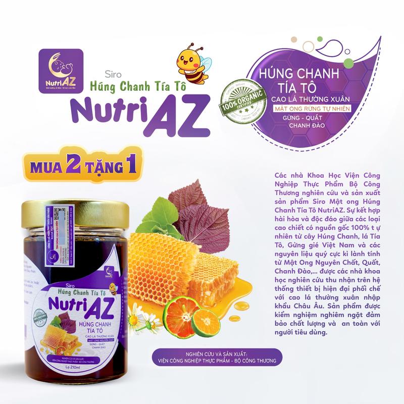 SIRO HÚNG CHANH TÍA TÔ NUTRI AZ VIỆN CÔNG NGHIỆP THỰC PHẨM - HỖ TRỢ ĐỀ KHÁNG VÀ CÁC VẤN ĐỀ HÔ HẤP