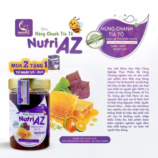 SIRO HÚNG CHANH TÍA TÔ NUTRI AZ VIỆN CÔNG NGHIỆP THỰC PHẨM - HỖ TRỢ ĐỀ KHÁNG VÀ CÁC VẤN ĐỀ HÔ HẤP