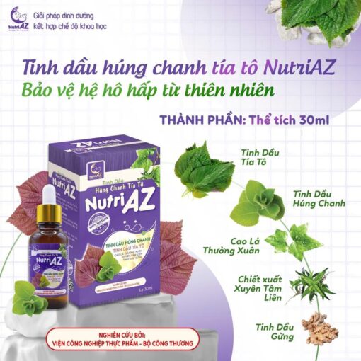 TINH DẦU HÚNG CHANH TÍA TÔ NUTRI AZ VIÊN CÔNG NGHIỆP THỰC PHẨM. HỖ TRỢ ĐỀ KHÁNG VÀ CÁC VẤN ĐỀ HÔ HẤP