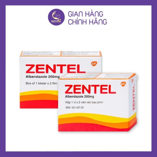 Viên Nhai Zentel 200MG Trị Giun Sán (1 vỉ x 2 viên)