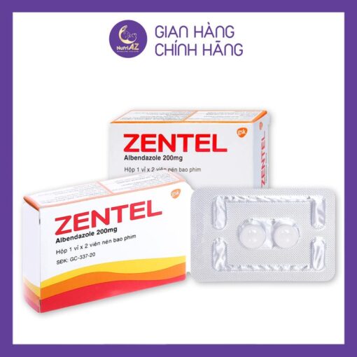 Viên Nhai Zentel 200MG Trị Giun Sán (1 vỉ x 2 viên)