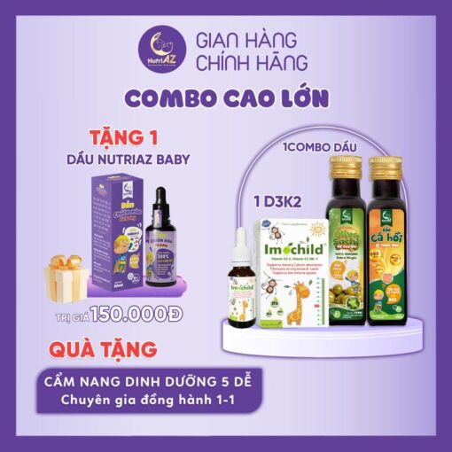 [ COMBO CAO LỚN] BỘ DẦU NUTRIAZ + VITAMIN D3K2 LINEABON BỔ XUNG DƯỠNG CHẤT GIÚP TRẺ CAO LỚN