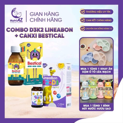 [COMBO CANXI BESTICAL+D3K2 LINEABON] BỘ SẢN PHẨM GIÚP TRẺ CAO LỚN NHẬP KHẨU CHÂU ÂU