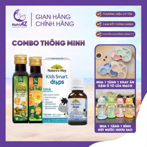 [COMBO THÔNG MINH] SIRO NATURE'S WAY DHA + BỘ DẦU NUTRIAZ  PHÁT TRIỂN TRÍ NÃO