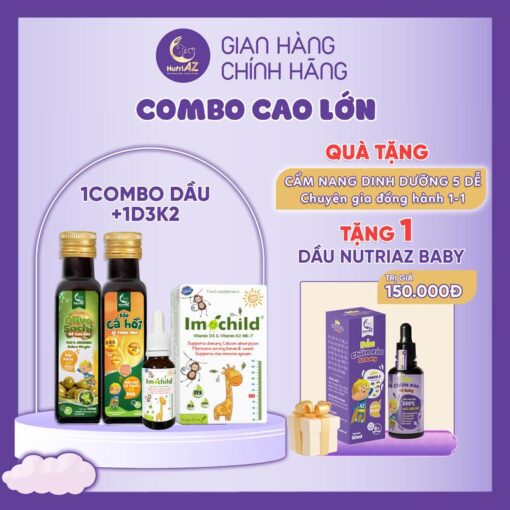 [ COMBO CAO LỚN] BỘ DẦU NUTRIAZ + VITAMIN D3K2 LINEABON BỔ XUNG DƯỠNG CHẤT GIÚP TRẺ CAO LỚN