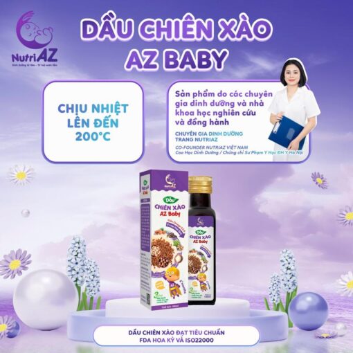 Dầu Chiên Xào AZ Baby 5 Hạt Quý NutriAZ Hữu Cơ Nhập Khẩu Châu Âu Vitamin Cho Bé.