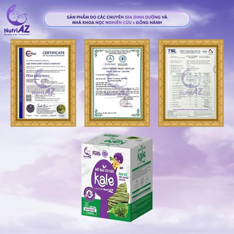 Mì Ăn Dặm Cải Kale NutriAZ Rau Tươi Cho Bé Ăn Dặm Từ 6 Tháng 120g.
