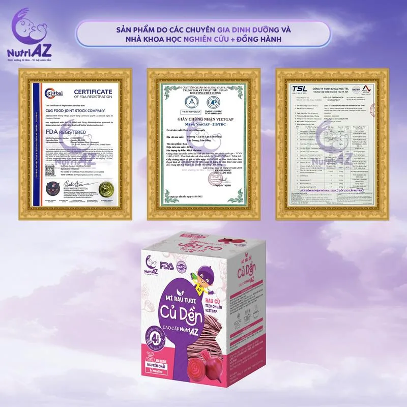Mì Ăn Dăm Củ Dền NutriAZ Rau Tươi Cho Bé Ăn Dặm Từ 6 Tháng 120g.