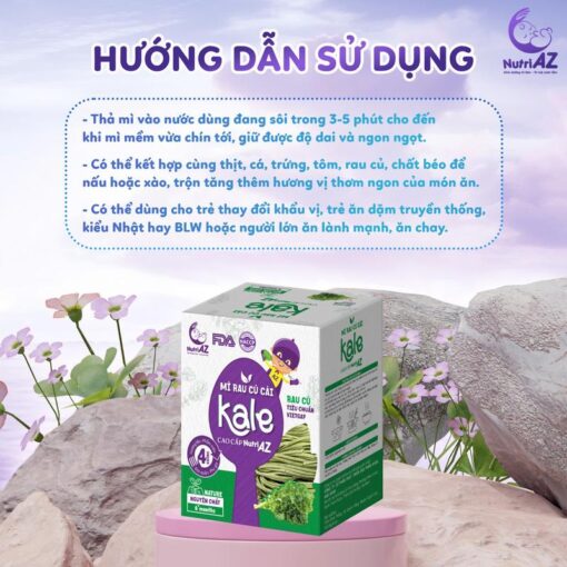 Mì Ăn Dặm Cải Kale NutriAZ Rau Tươi Cho Bé Ăn Dặm Từ 6 Tháng Bổ Sung Vitamin, Canxi Và Chất Xơ, 120g.