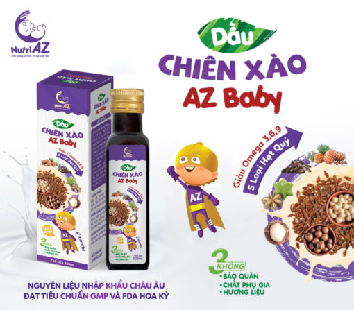 Dầu Chiên Xào AZ Baby 5 Hạt Quý NutriAZ Hữu Cơ Nhập Khẩu Châu Âu Vitamin Cho Bé.